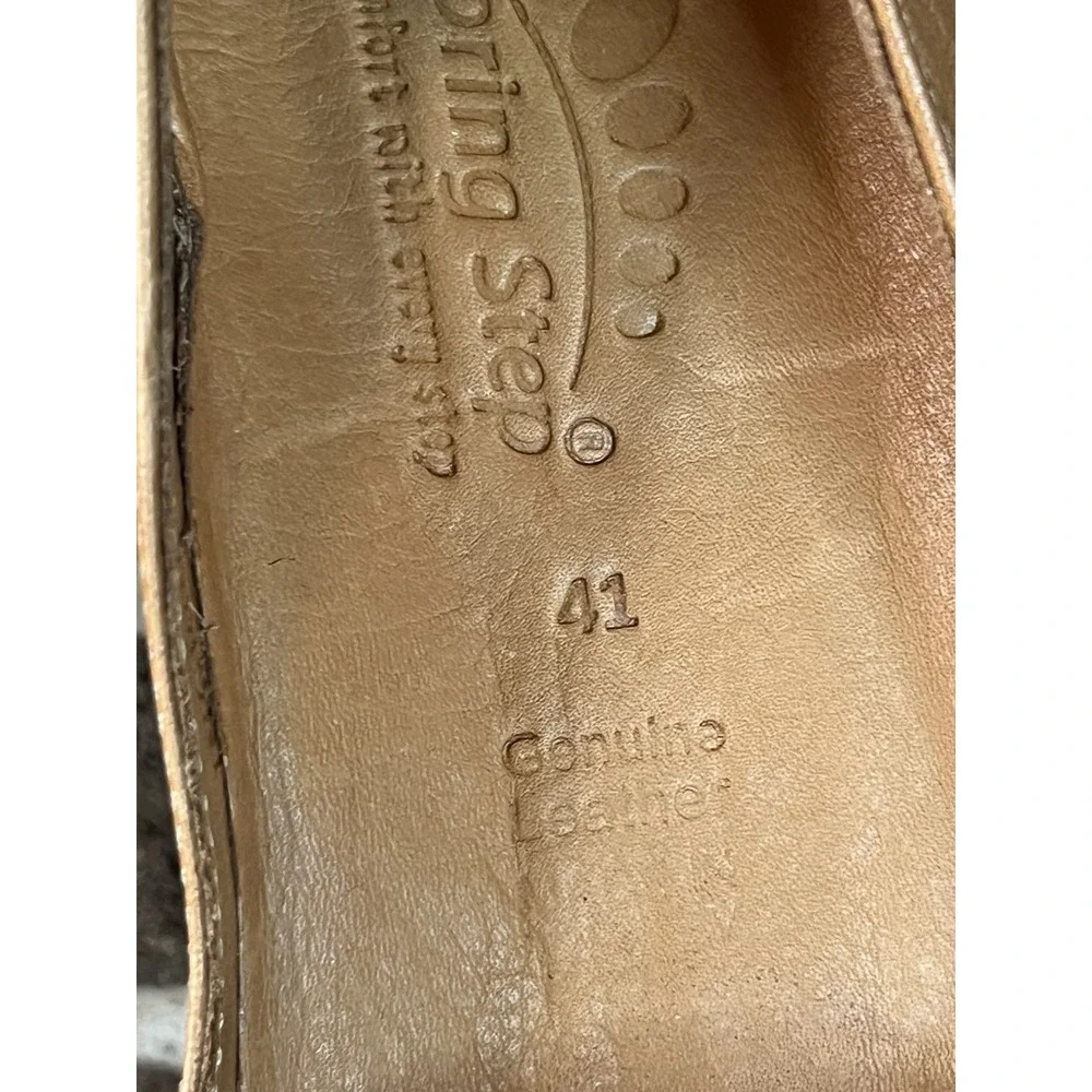 Spring Step Ingrid Women's Brown Leather Cutout‎ Floral Slip On Loafer Size 41